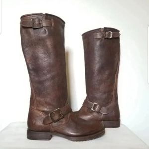 Frye 6 veronica tall slouch brown leather boots
